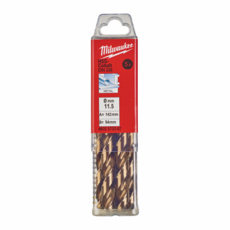 Свердло по металу HSS-Co MILWAUKEE, DIN338, діаметр 11,5х142х94мм, (5шт)-[articul]