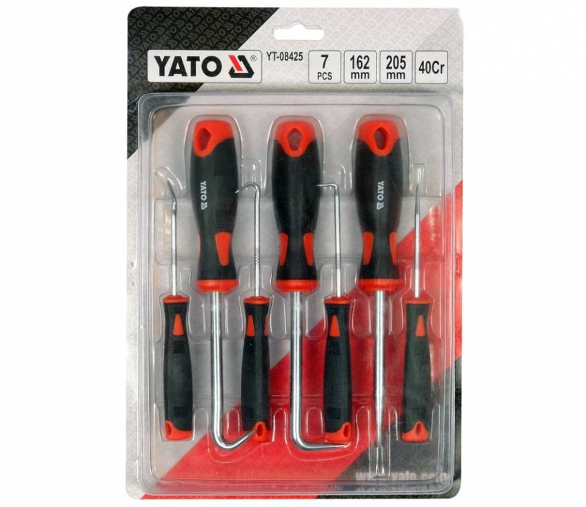 Гачки з наконечниками різної форми YATO і шило, компл. 7 шт-YT-08425