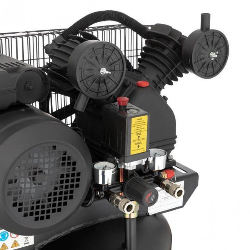 Компресор 100л, вертикальний, 3 кВт, 220 В, 10 aтм, 500 л/хв. 2 циліндри INTERTOOL PT-0017-PT-0017