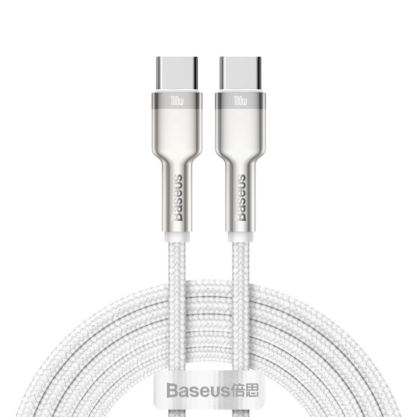 Кабель Baseus Cafule Type-C to Type-C PD 100W 2M Білий (CATJK-D02)-