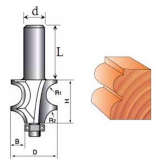Фреза Кромкова фігурна №2025 (R4/6, D25, h20) 18-093-250-[articul]