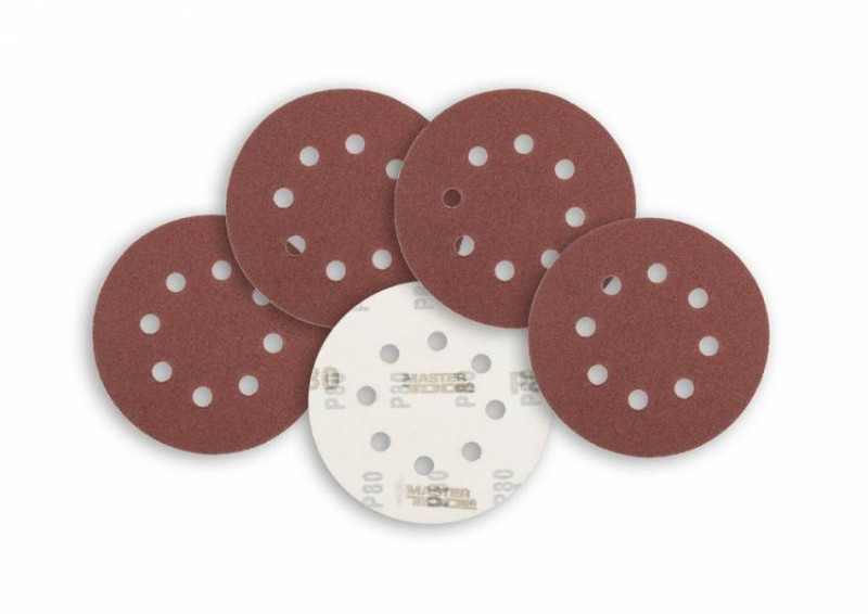 Коло шліфувальне на липучці MASTERTOOL з 8 отворами 125 мм зерно 80 5 шт 08-2508-H-08-2508-H