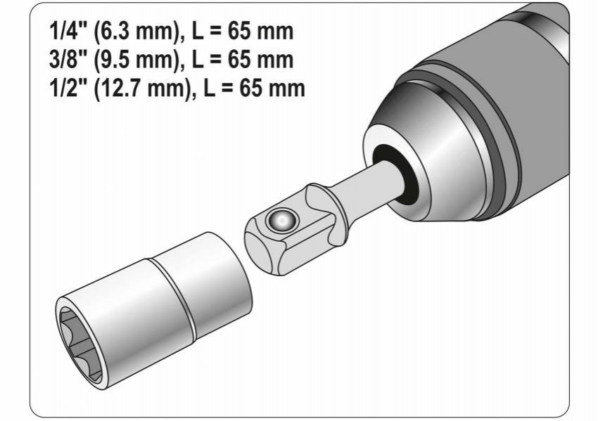 Тримачі-адаптери торцевих головок YATO: SDS > квадрат 1/4", 3/8", 1/2", 3 шт.-YT-04686
