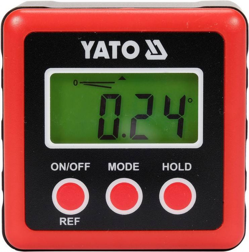 Кутомір електронний YATO; діапазон 4х 0-90° з живленням від 2 батарейок 1,5 В тип ААА-YT-71000