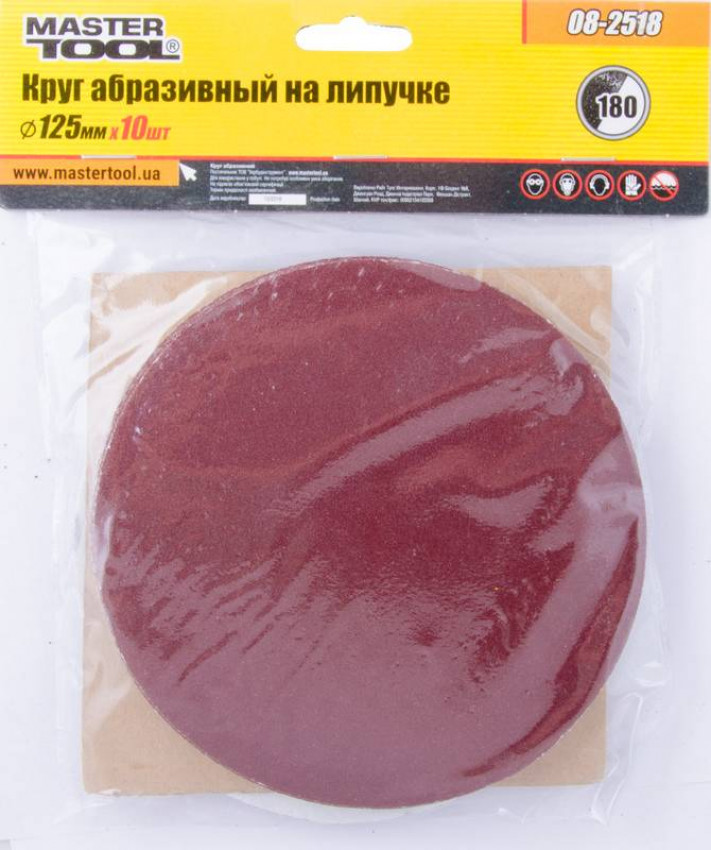 MasterTool Коло шліфувальне на липучці 125 мм зерно 180, Арт.: 08-2518-08-2518