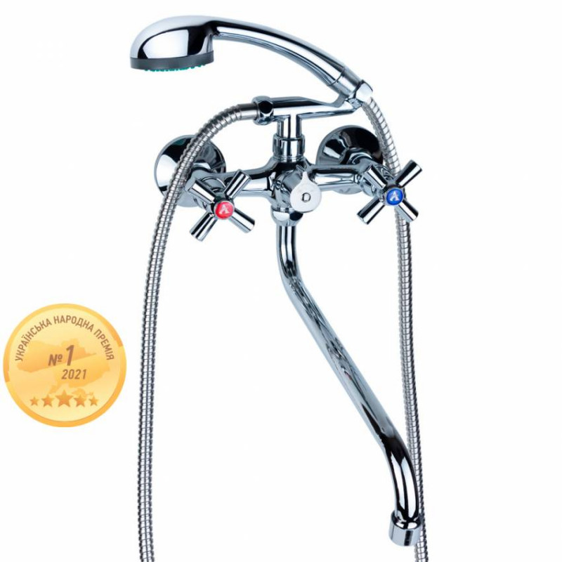 Змішувач PM 1/2" для ванни гусак вигнутий дивертор вбудований картріджний AQUATICA PM-2C457C (9780210)-9780210