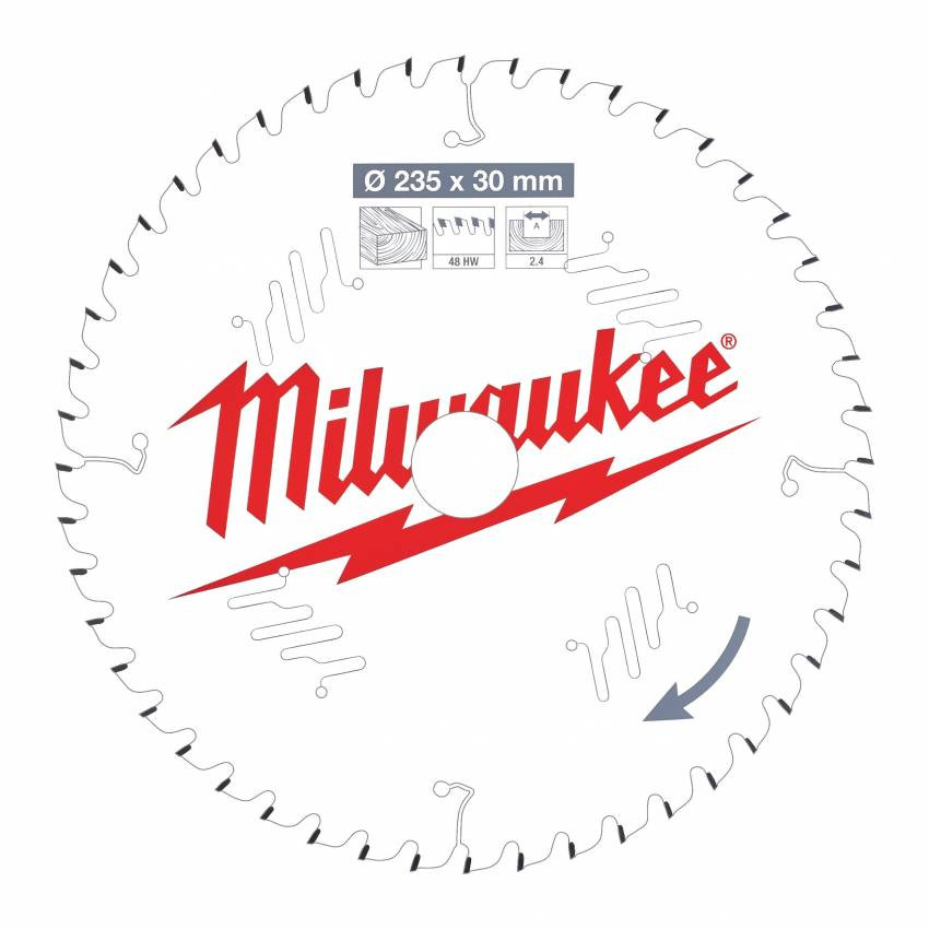 Диск пиляльний Alu PFTE MILWAUKEE, Ø235х30х2,4мм, 60 зуб. 1-4932471309