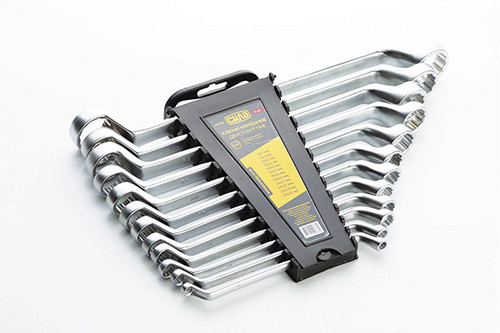 Набір ключів накидних двосторонніх CrV 6х7, 8х9, 10х11, 12х13, 14х15, 16х17, 18х19, 20х22, 21х23, 24x27, 25х28, 30х32мм (12шт) СИЛА-201336