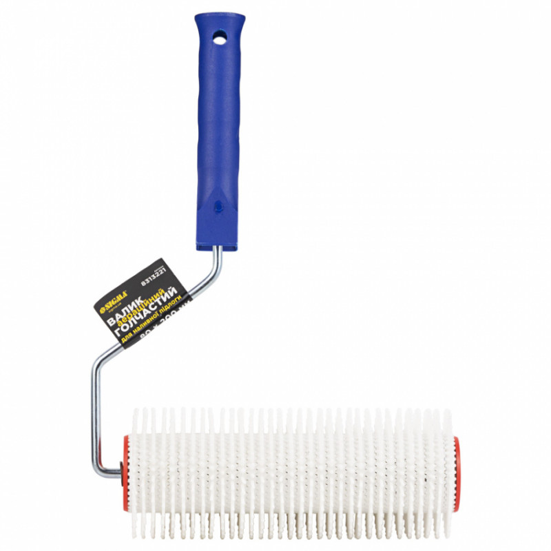 Валик голчастий аераційний для наливної підлоги 80×200мм з ручкою біла голка SIGMA (8313221)-8313221