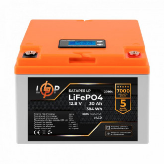 Акумулятор LP LiFePO4 для ДБЖ LCD 12V (12,8V) - 30 Ah (384Wh) (BMS 50A/25А) пластик-[articul]