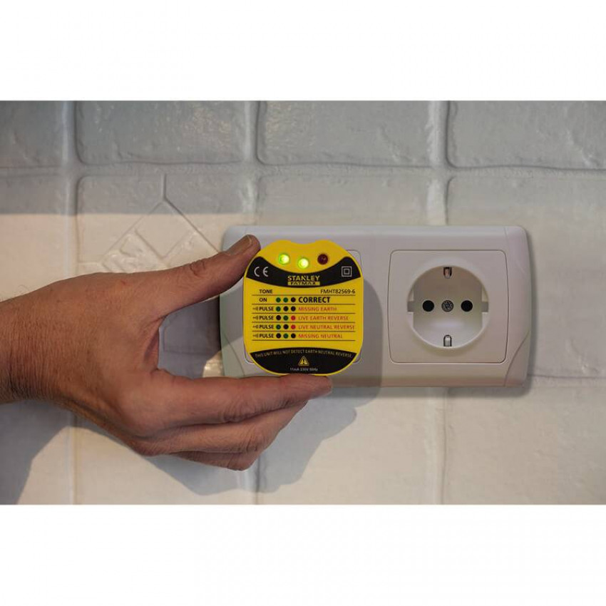 Тестер настінний розеток ″FATMAX®″, ″європейська вилка″ AC 230 V STANLEY FMHT82569-6-FMHT82569-6