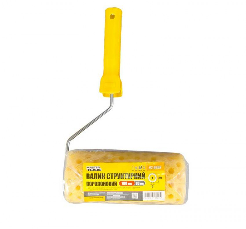 Валик структурний поролоновий горошок MASTERTOOL 80х180 мм d 6 мм з ручкою 92-6203-92-6203