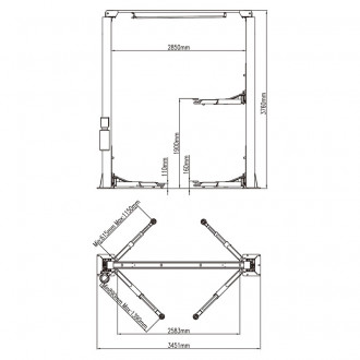Підйомник автомобільний GTM 4т/220В/верхня синхронізація/мех.замки