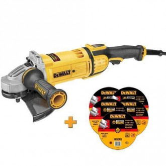 Кутова шліфувальна машина DeWalt DWE4579, 2600Вт, d=230 мм, 6500 об/хв, 5.7 кг. обр. коло (5шт.)-[articul]