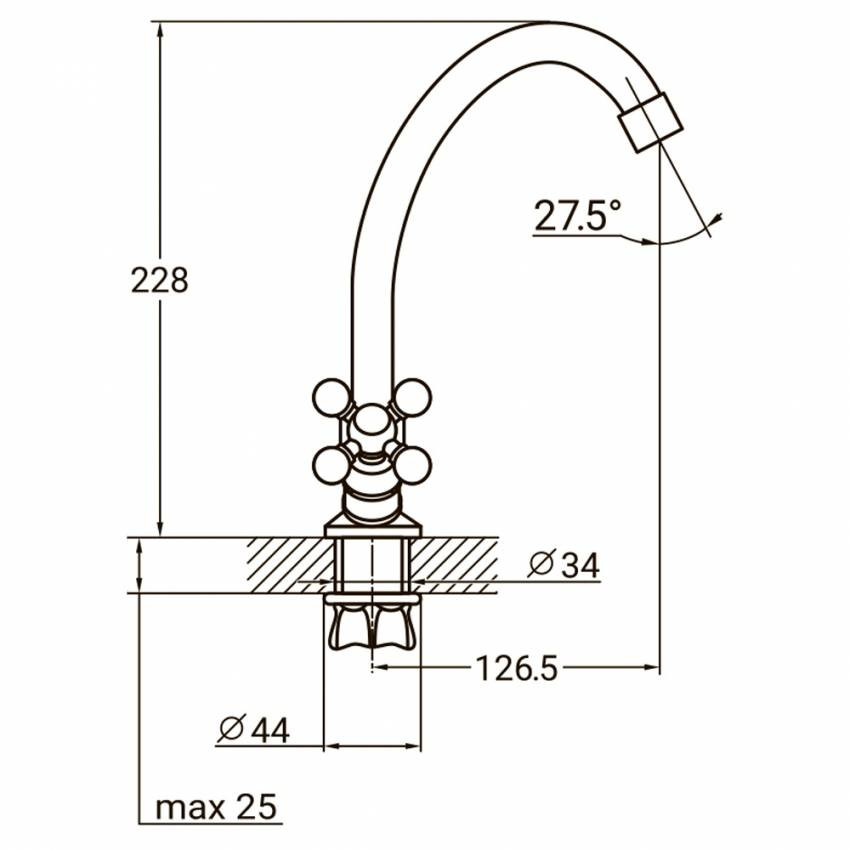 Змішувач QM 1/2" для кухні економ на гайці AQUATICA (QM-1B159C)-QM-1B159C