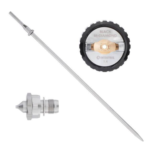 Комплект 1,4 мм форсунка, повітряна головка, голка до краскопультів HVLP BLACK M-DIAMOND (PT-0163, PT-0164, PT-0168) STORM INTERTOOL PT-2614-PT-2614