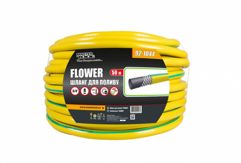 Шланг для поливу MASTERTOOL "FLOWER" 3/4" 50 м жовтий 92-1044-92-1044