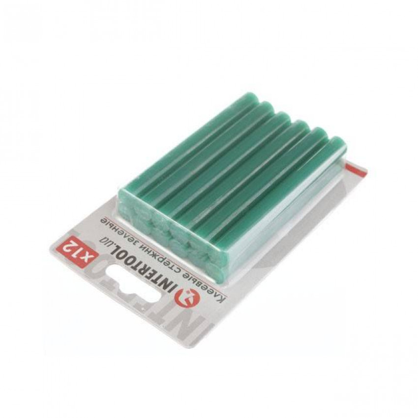 Комплект клейових стрижнів зелених, 11,2×100 мм, 12 шт. INTERTOOL RT-1056-RT-1056
