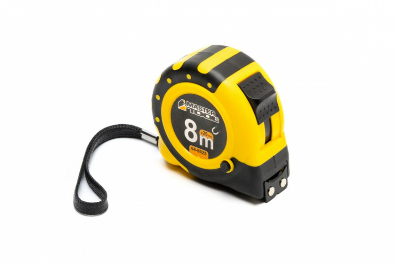 Рулетка з магнітами MASTERTOOL 8 м 25 мм нейлонове покриття 64-8025-64-8025