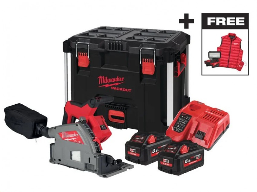 Пила дискова занурювальна акумуляторна безщіткова MILWAUKEE M18 FPS55MC-552P PACKOUT-4933499456