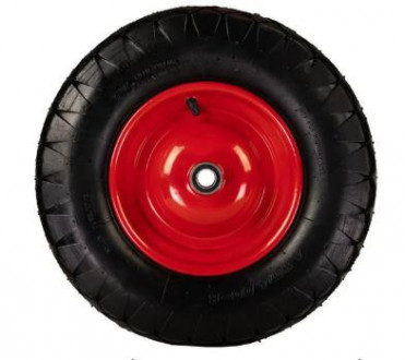 Колесо чорне пневматичне 4х8 без віськи 20мм 4PR червоний диск КВІТКА PRO-[articul]