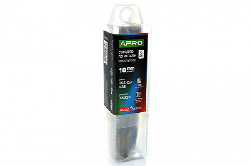Свердло по металу кобальтове HSS-Co/M35 Ø10.0мм (тубус, кратно 5шт) PRO APRO-830729
