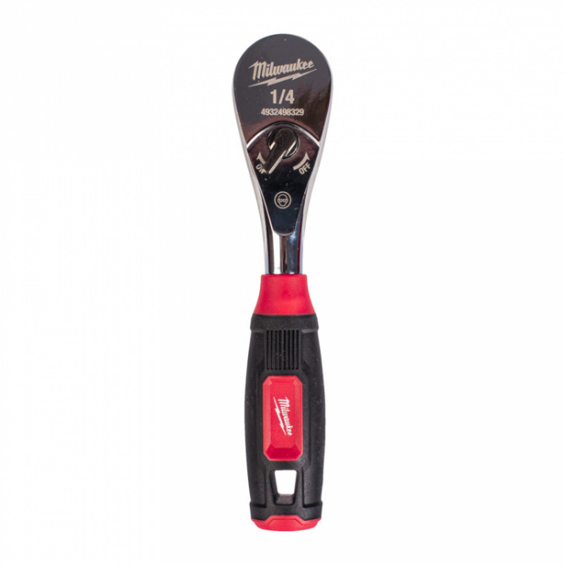 Тріскачка хромована для головок 1/4'' MILWAUKEE, з комфортним руків'ям-4932498329
