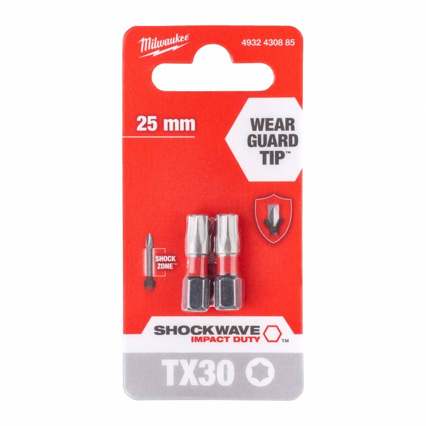 Біта SHOCKWAVE MILWAUKEE, TX30, 25мм, (2шт)-4932430885