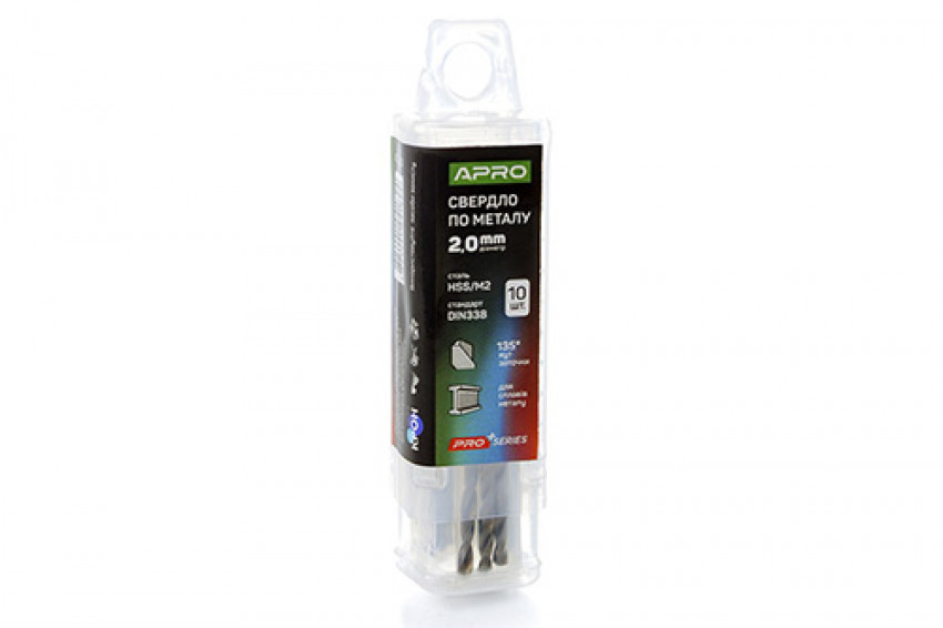 Свердло по металу HSS/M2 (6542) Ø2,0мм (тубус, кратно 10шт) PRO APRO-830663
