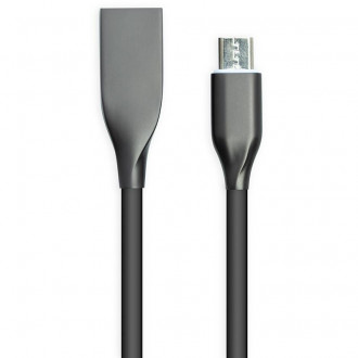 Кабель PowerPlant USB - microUSB, 2м, силікон, чорний-[articul]