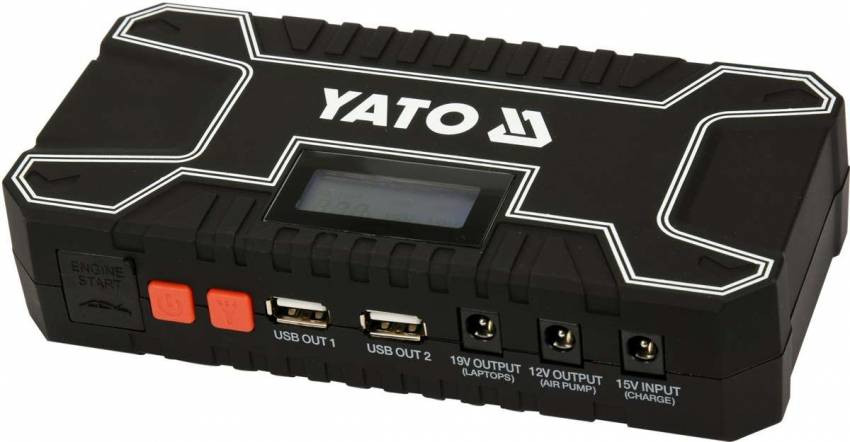 Пускова-зарядна батарея Li-Pol YATO : 12000 мАгод, 300/500 А, живлення через USB: 5В, 2А-YT-83082