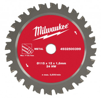 Диск пиляльний для труб металевих  MILWAUKEE, FPCSB Ø115х12х1,6мм, 24зуба (для M18 FPCS)-[articul]