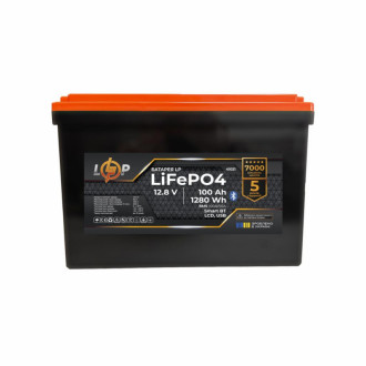 Акумулятор LP LiFePO4 12,8V - 100 Ah (1280Wh) (BMS 100A/50А) пластик LCD USB Smart BT-[articul]