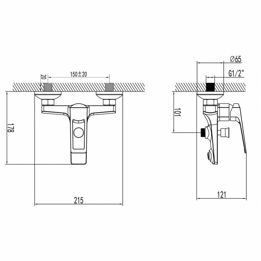 Змішувач BOLSENA Ø35 для ванни литий CORSO (CB-1C137C) (9614200)-9614200