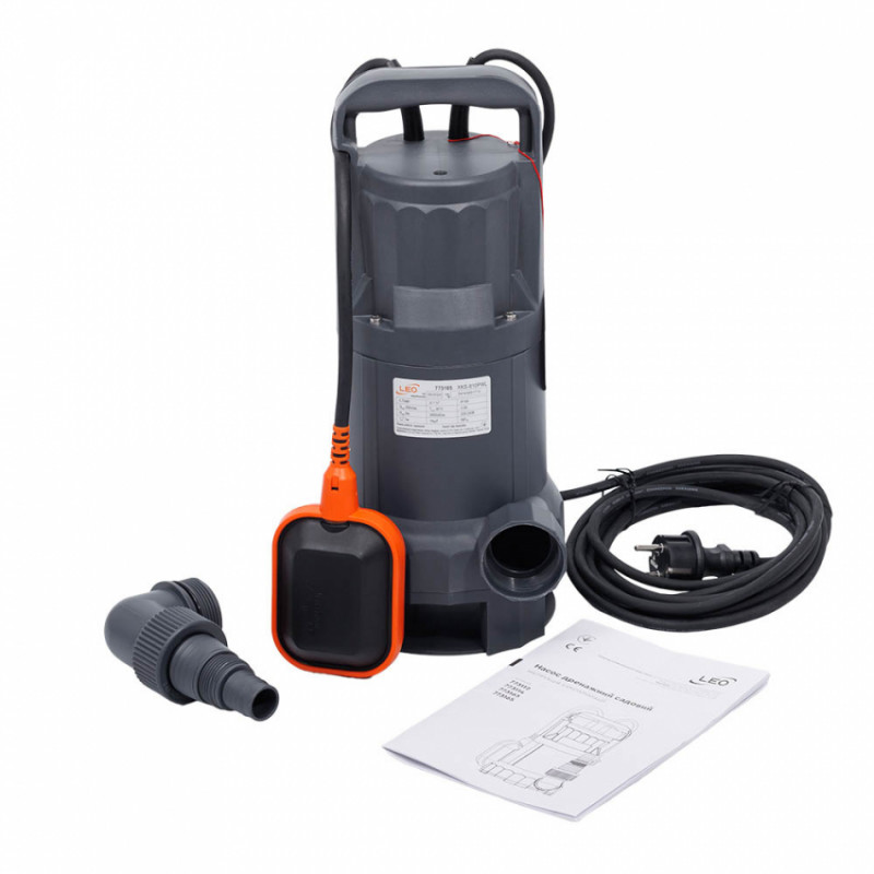 Насос дренажний садовий 0.75кВт Hmax 9м Qmax 300л/хв (част. до 35мм) LEO (773165)-773165