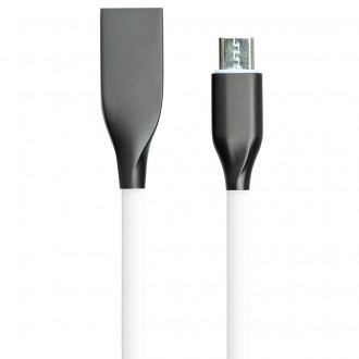 Кабель PowerPlant USB - microUSB, 2м, силікон, білий-[articul]