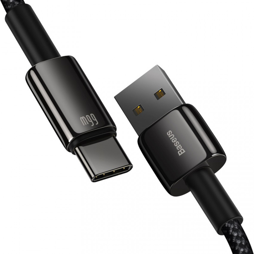 Кабель Baseus Tungsten Gold USB 2.0 to Type-C 66W 2M Чорний (CATWJ-C01)-