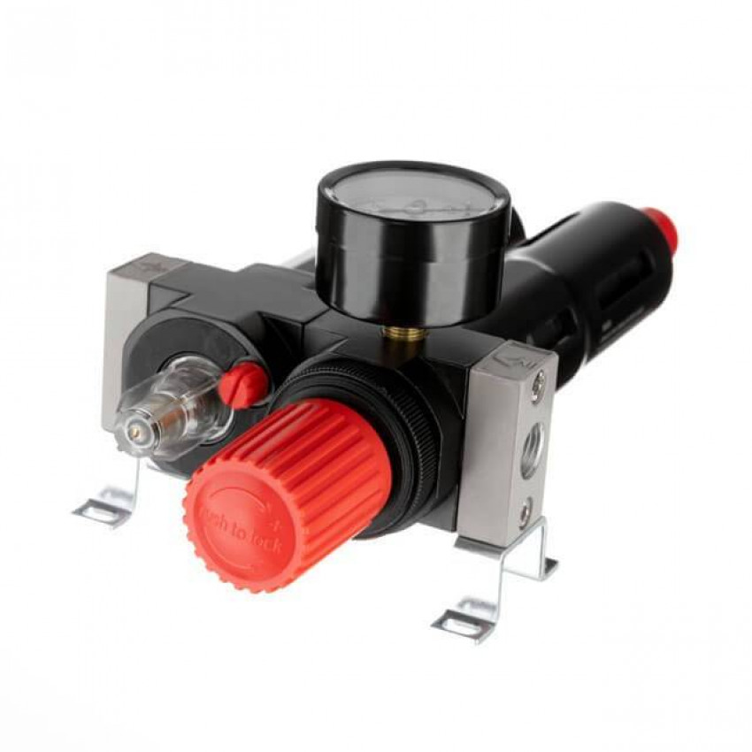 Блок підготовки повітря 1/4", 5мкм, 850 л/хв, метал, професійний INTERTOOL PT-1435-PT-1435