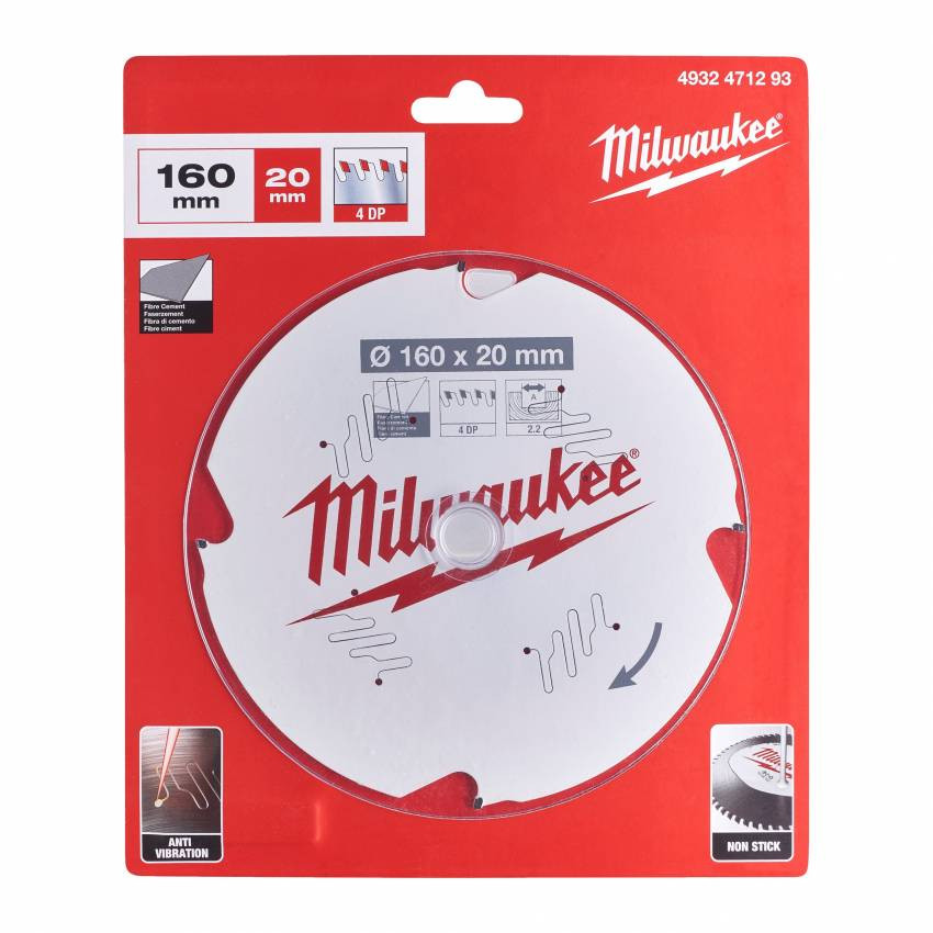Диск пиляльний PFTE MILWAUKEE, Ø160х20х2,2мм, 4 зуб. 1-4932471293