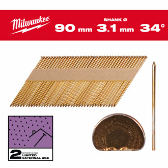 Цвяхи оцинковані з D-образною головкою MILWAUKEE, 3,1/34 градуси/50мм (2200шт)-[articul]