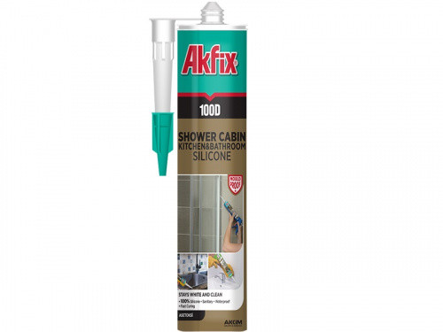 Силікон для душових кабін 100D 280мл / 340гр білий Akfix-SA062