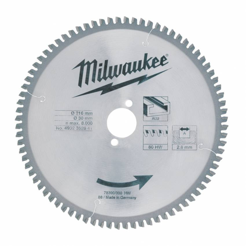 Диск пильний MILWAUKEE, Ø216/30мм, 80 зуб.-4932352841