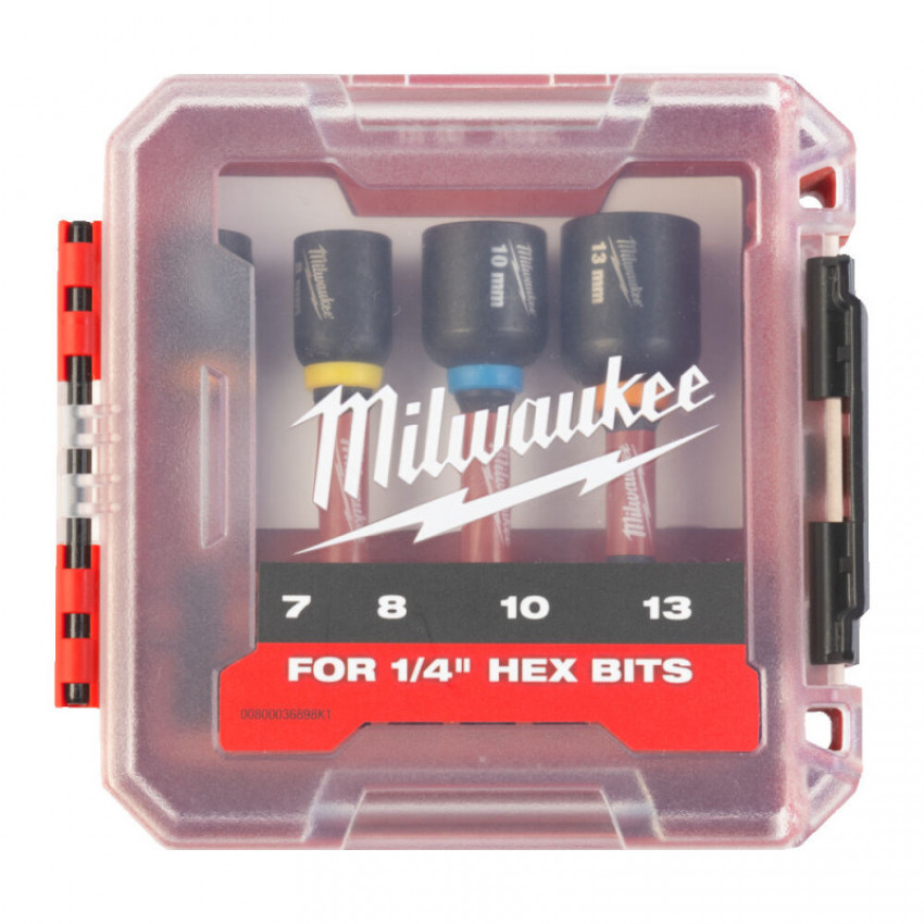 Набір магнитних головок для ударних работ Shockwave  (7 - 8 - 10 - 13мм) (4 шт) Milwaukee-4932492445