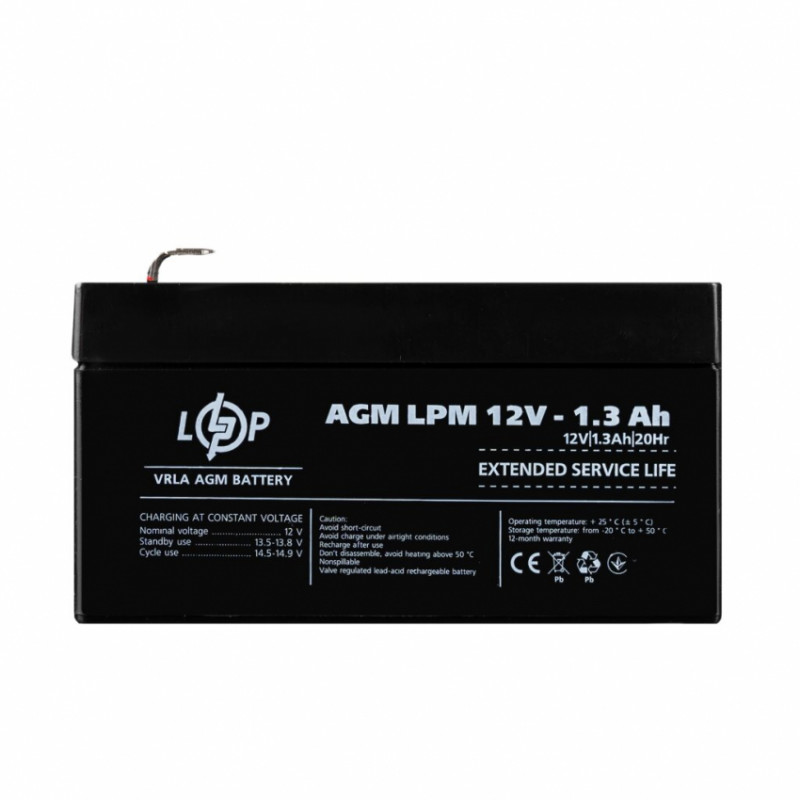 Розпродаж (4131) Акумулятор AGM LPM 12V - 1,3 Ah (11-2024)-