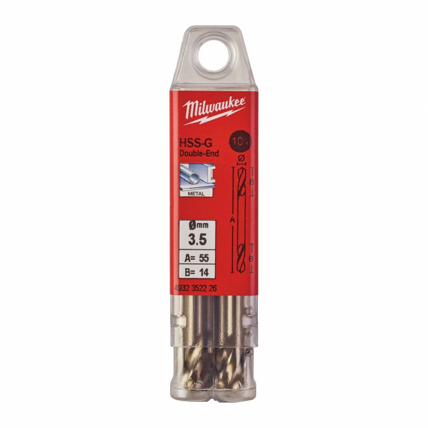 Свердло по металу HSS-G MILWAUKEE DIN1412, Ø3,5мм, двостороннє, (10шт)-4932352226