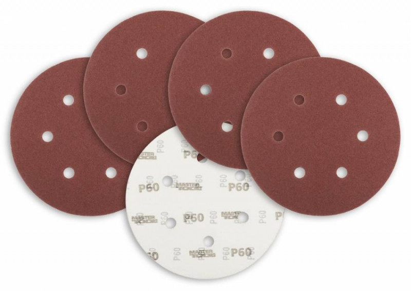 Коло шліфувальне на липучці MASTERTOOL з 6 отворами 225 мм зерно 60 5 шт 08-2006-H-08-2006-H