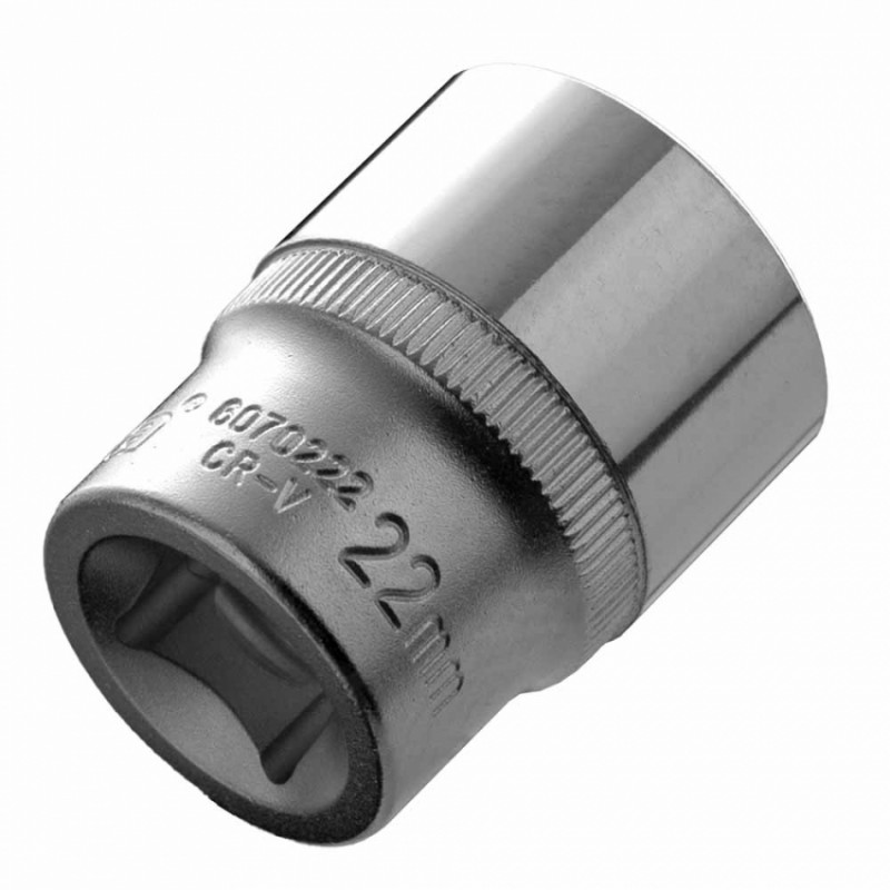 Насадка шестигранна коротка 1/2" 22мм CrV ULTRA (6070222)-6070222