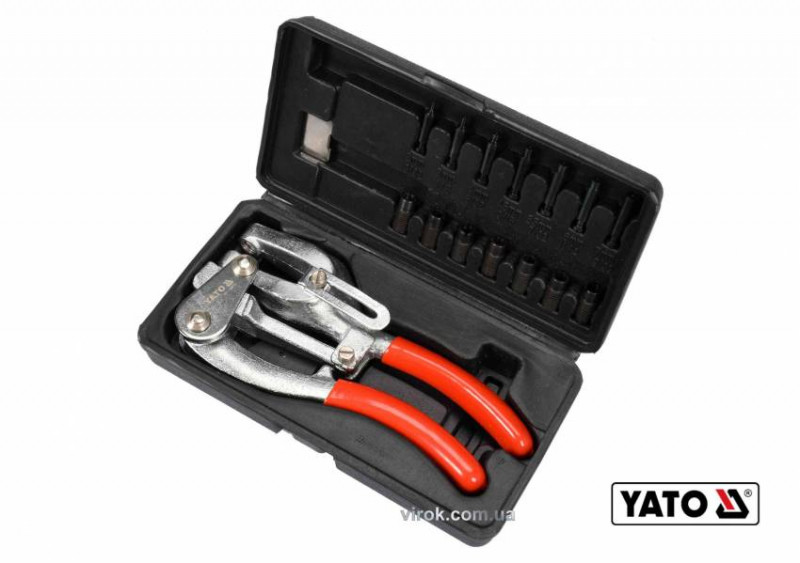 Кліщі для проколювання отворів YATO в листов. металі ≤ 1 мм, 14 насадок Ø= 2-7 мм, 16 шт   кейс-YT-18973