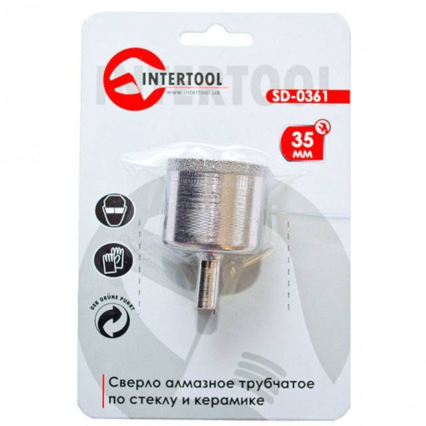 Свердло алмазне трубчасте по склу та кераміці, 35 мм INTERTOOL SD-0361-SD-0361