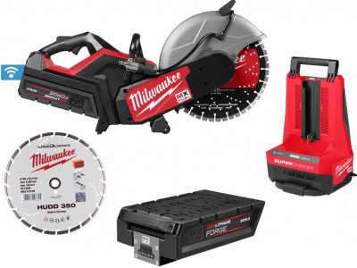 Машина відрізна акумуляторна MILWAUKEE, MXF COS350G2-802, Ø350мм (диск HUDD 350, зарядний пристрій MXF SC, 2 акум. XC608 (8Аг),-[articul]